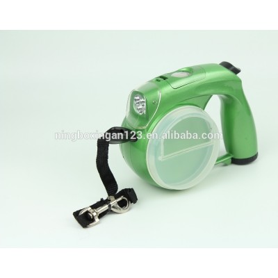 custom logo retractable dog leash with led flashlight water fountain and snack fountain for running